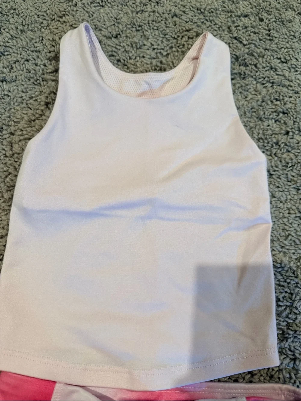 Athletic Works White Tank and Pink Tie-Dye Bike Shorts Set